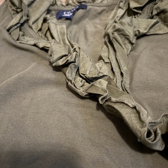 Chaps Dark Green Sleeveless Ruffle Blouse - Picture 3 of 3